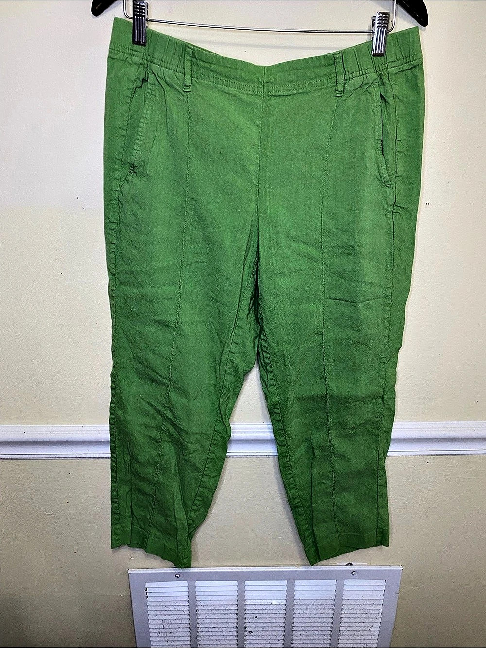 J.Jill Linen-Stretch Slim-Leg Pants Green Ankle Pants Medium